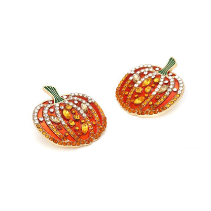 European And American Exaggerated Color Diamond Pumpkin Stud Earrings-Jewearrings