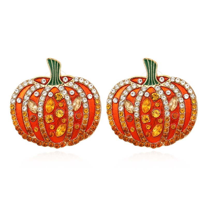 European And American Exaggerated Color Diamond Pumpkin Stud Earrings-Jewearrings