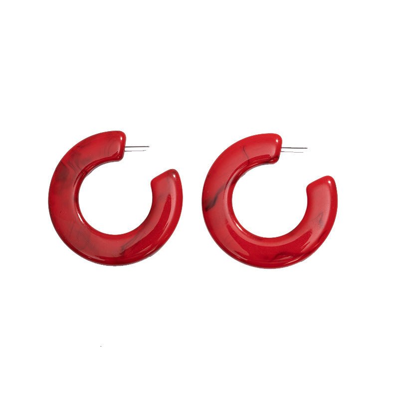 European And American Exaggerated Fashion Acrylic C-shaped Circle Earrings-Jewearrings