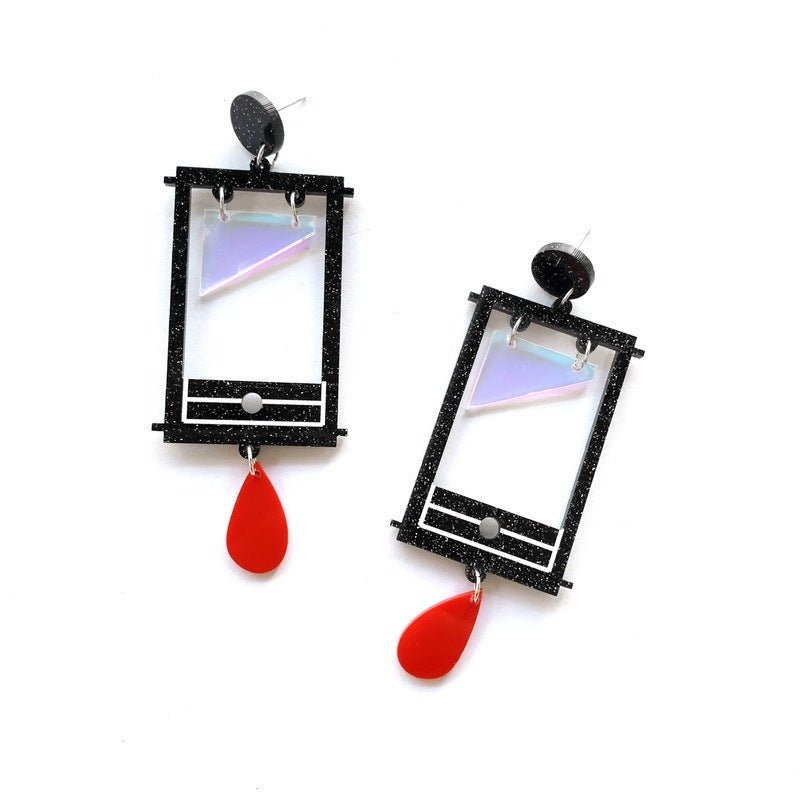 European And American Exaggerated Funny Acrylic Dark Water Drop Love Earrings-Jewearrings