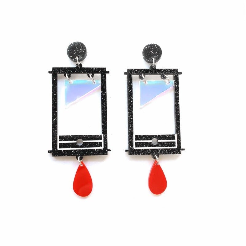 European And American Exaggerated Funny Acrylic Dark Water Drop Love Earrings-Jewearrings