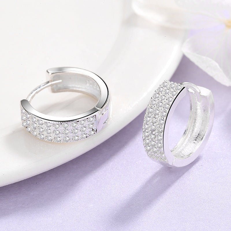 European And American Fashion Accessories Circle S925 Sterling Silver Earrings Female Ins Cold Wind Diamond Round Ear Clip-Jewearrings