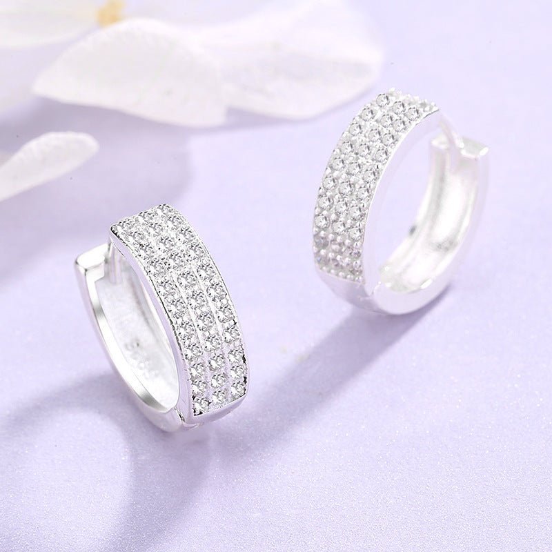 European And American Fashion Accessories Circle S925 Sterling Silver Earrings Female Ins Cold Wind Diamond Round Ear Clip-Jewearrings