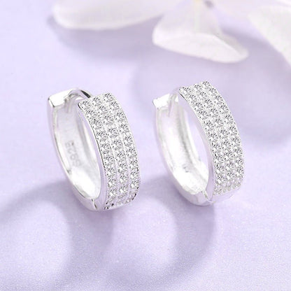 European And American Fashion Accessories Circle S925 Sterling Silver Earrings Female Ins Cold Wind Diamond Round Ear Clip-Jewearrings