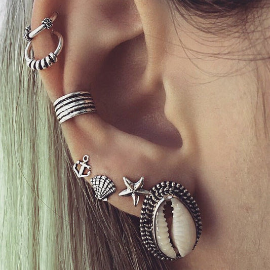 European and American Fashion Bohemian Shell Earrings-Jewearrings