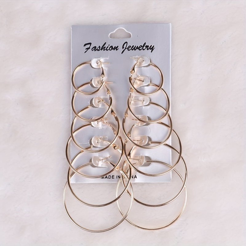 European And American Fashion Classics Versatile Personality Exaggerated Metal Hoop Earrings Suit-Jewearrings