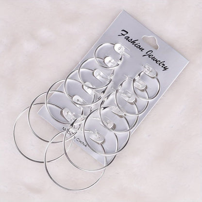 European And American Fashion Classics Versatile Personality Exaggerated Metal Hoop Earrings Suit-Jewearrings