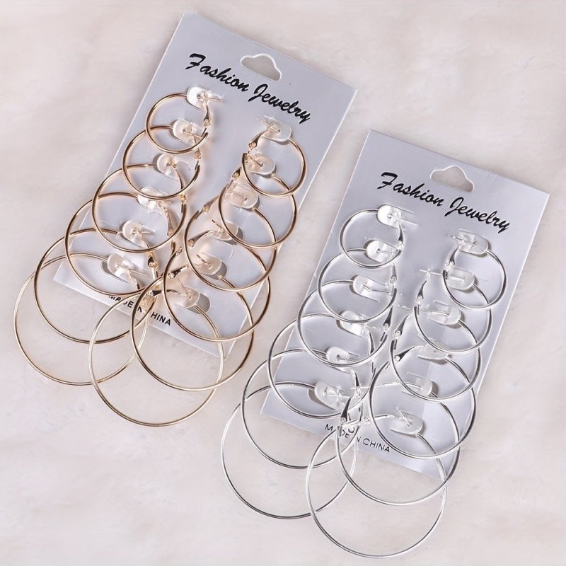 European And American Fashion Classics Versatile Personality Exaggerated Metal Hoop Earrings Suit-Jewearrings