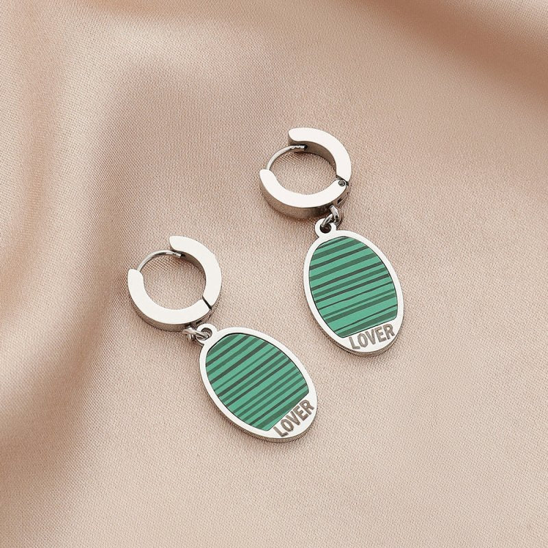 European And American Fashion Geometric Shell Turquoise Stainless Steel Earrings-Jewearrings