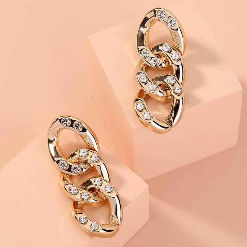 European and American fashion jewelry, hip hop fashion diamond-studded chain, plastic fat stud earrings, geometric creative all-match earrings-Jewearrings