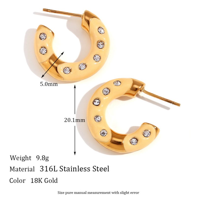 European And American Fashion Niche Net Red Stainless Steel 18K Gold Plating Drip Donut Earrings-Jewearrings