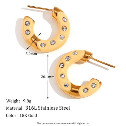 European And American Fashion Niche Net Red Stainless Steel 18K Gold Plating Drip Donut Earrings-Jewearrings