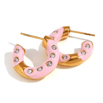 European And American Fashion Niche Net Red Stainless Steel 18K Gold Plating Drip Donut Earrings-Jewearrings