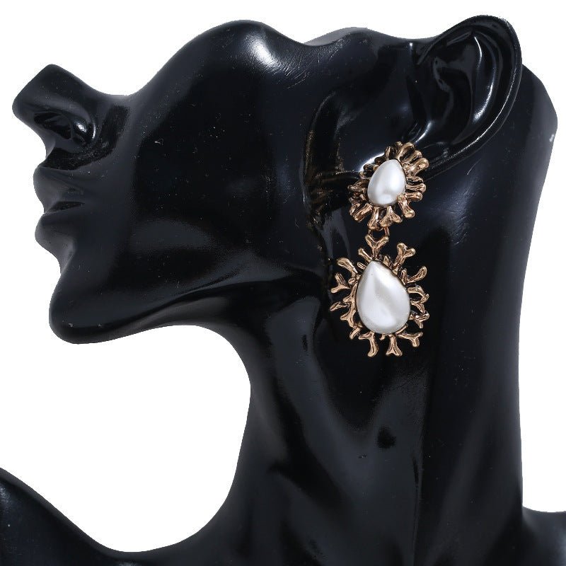 European And American Fashion Personality Drop Pearl Earrings-Jewearrings