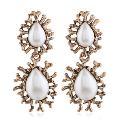 European And American Fashion Personality Drop Pearl Earrings-Jewearrings