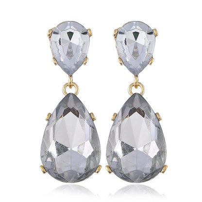 European and American fashion personality geometric gemstone earrings large crystal drop pendant earrings-Jewearrings