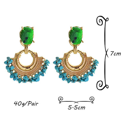 European And American Fashion Stone Blue Exaggerated Earrings-Jewearrings