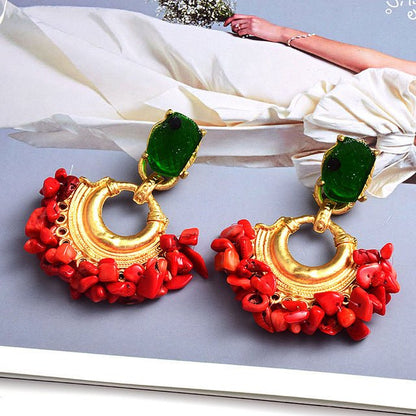 European And American Fashion Stone Blue Exaggerated Earrings-Jewearrings