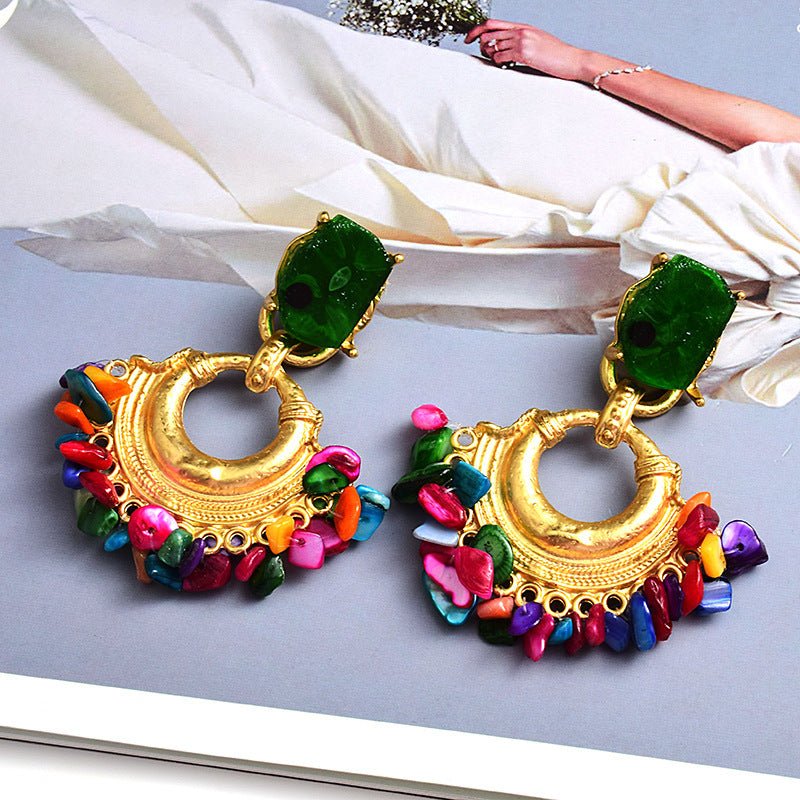 European And American Fashion Stone Blue Exaggerated Earrings-Jewearrings