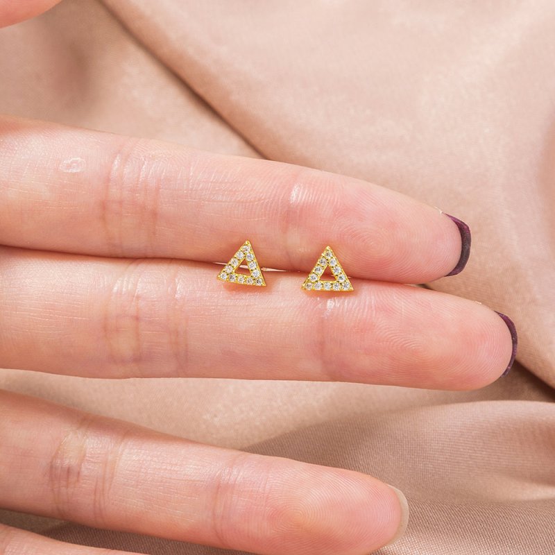 European and American foreign trade fashion simple triangle zircon earrings female diamond gold all-match earrings-Jewearrings