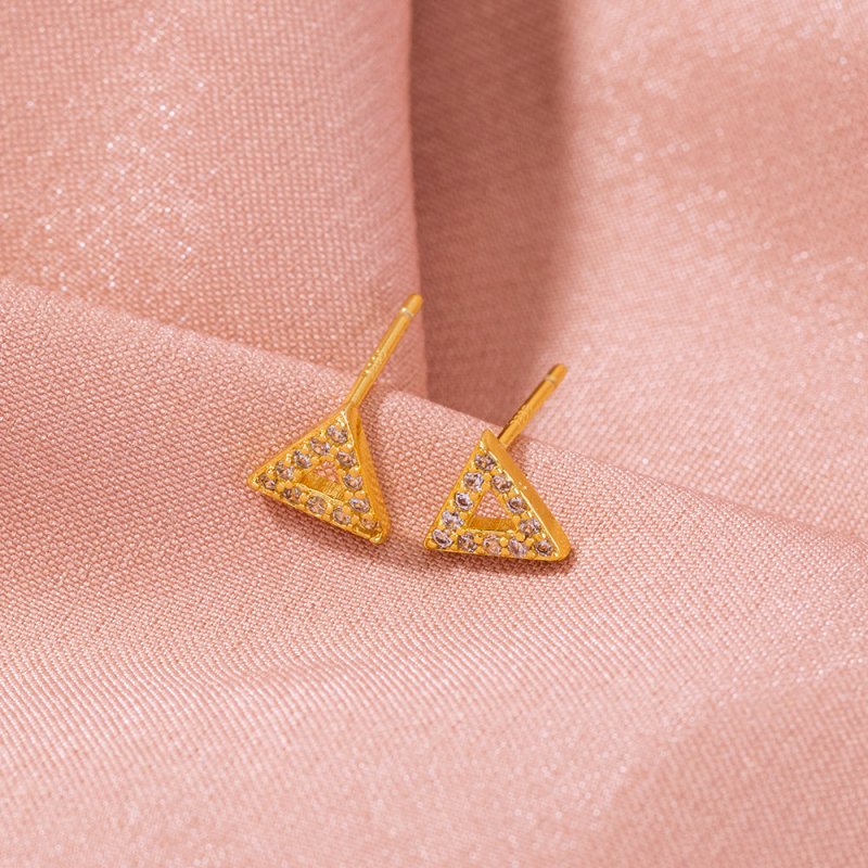 European and American foreign trade fashion simple triangle zircon earrings female diamond gold all-match earrings-Jewearrings