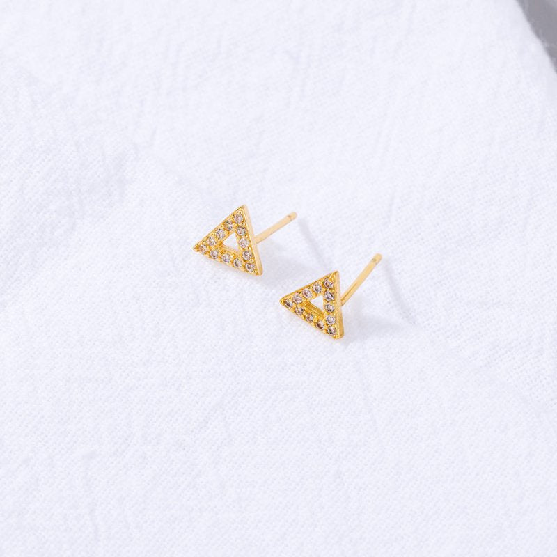 European and American foreign trade fashion simple triangle zircon earrings female diamond gold all-match earrings-Jewearrings