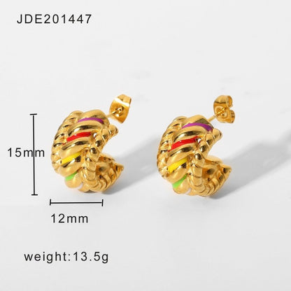 European And American Internet Celebrity Popular Earrings 18K Gold-plated Stainless Steel-Jewearrings