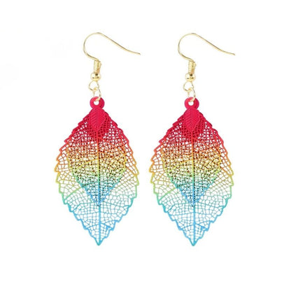 European And American Leaf Earrings Gold Simple Double-layer Hollow Leaf-Jewearrings