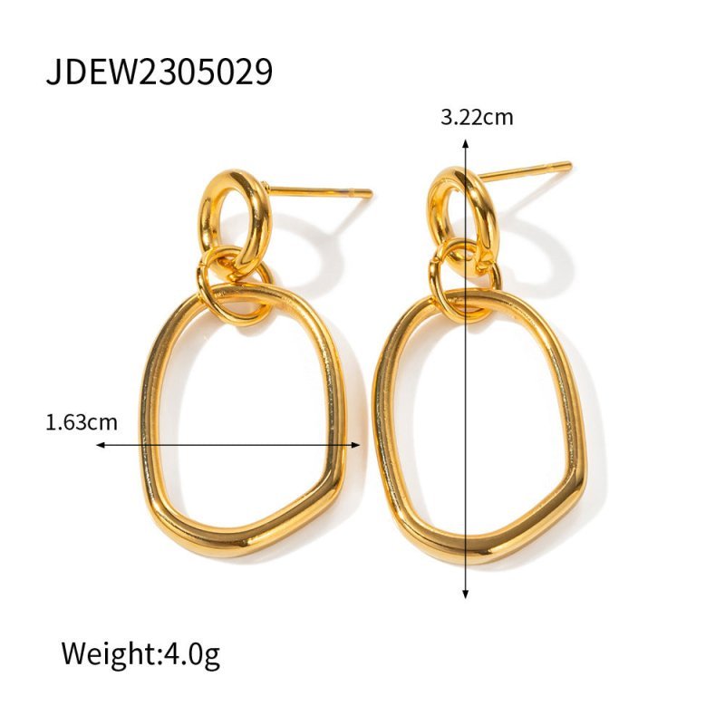 European And American New 18K Gold Stainless Steel Simple Geometric Round Earrings-Jewearrings