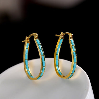 European And American Plated Gold Sapphire Earrings-Jewearrings