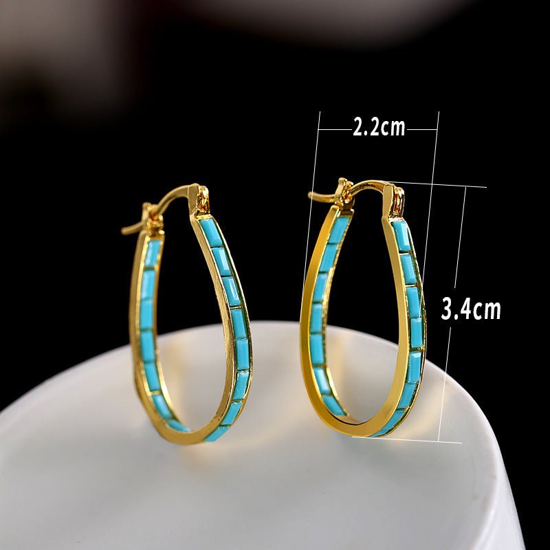 European And American Plated Gold Sapphire Earrings-Jewearrings