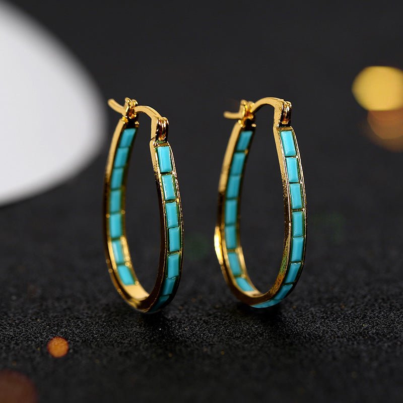 European And American Plated Gold Sapphire Earrings-Jewearrings