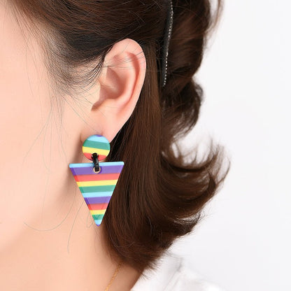 European And American Popular Acrylic Geometric Triangle Earrings-Jewearrings