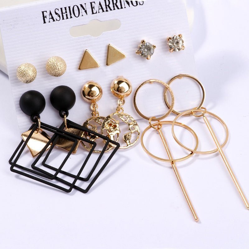 European And American Popular Geometric Metal Earrings Female Acrylic Tassel Pearl Stud Earrings-Jewearrings