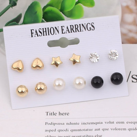 European And American Popular Geometric Metal Earrings Female Acrylic Tassel Pearl Stud Earrings-Jewearrings