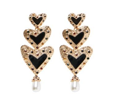 European and American popular heart-shaped drop earrings ZA love pearl earrings-Jewearrings