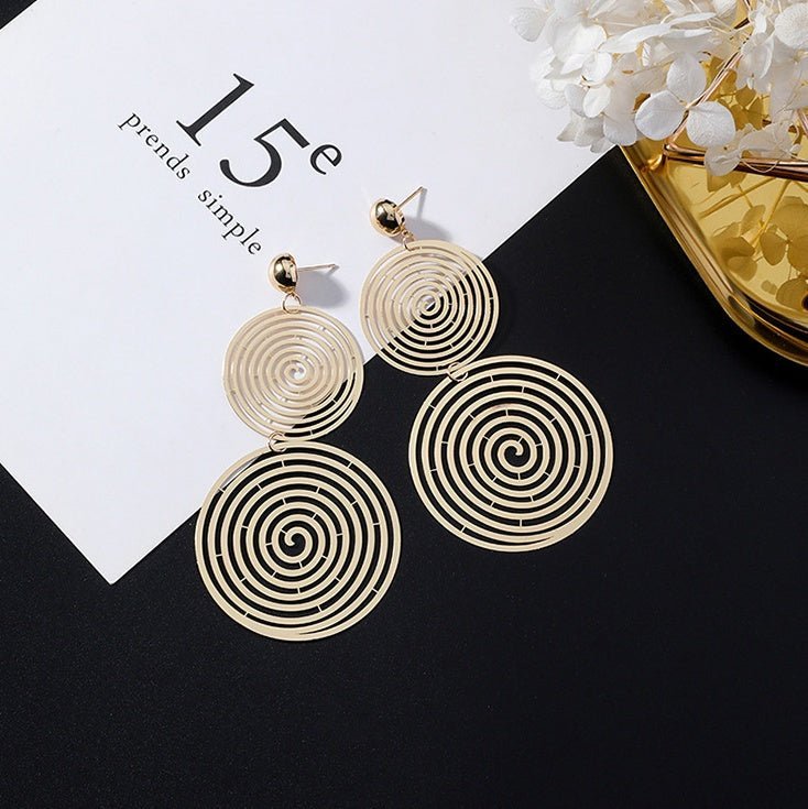 European and American popular personality exaggerated metal wind geometric earrings long tassel earrings gold earrings-Jewearrings