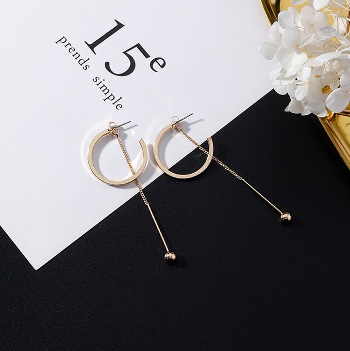 European and American popular personality exaggerated metal wind geometric earrings long tassel earrings gold earrings-Jewearrings