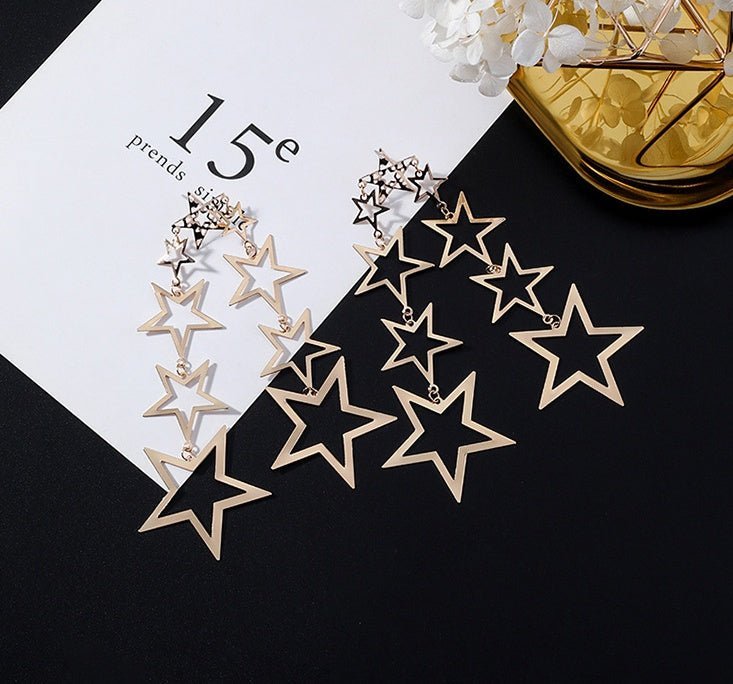 European and American popular personality exaggerated metal wind geometric earrings long tassel earrings gold earrings-Jewearrings