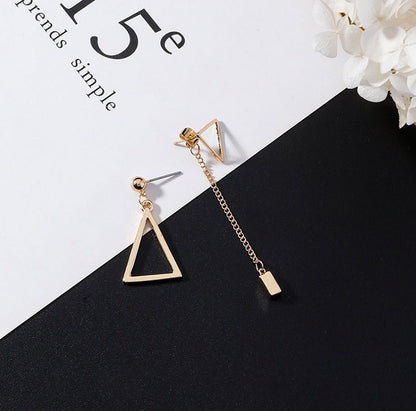 European and American popular personality exaggerated metal wind geometric earrings long tassel earrings gold earrings-Jewearrings