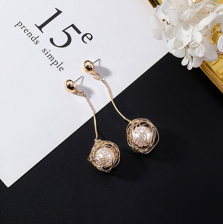 European and American popular personality exaggerated metal wind geometric earrings long tassel earrings gold earrings-Jewearrings