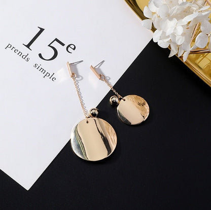 European and American popular personality exaggerated metal wind geometric earrings long tassel earrings gold earrings-Jewearrings