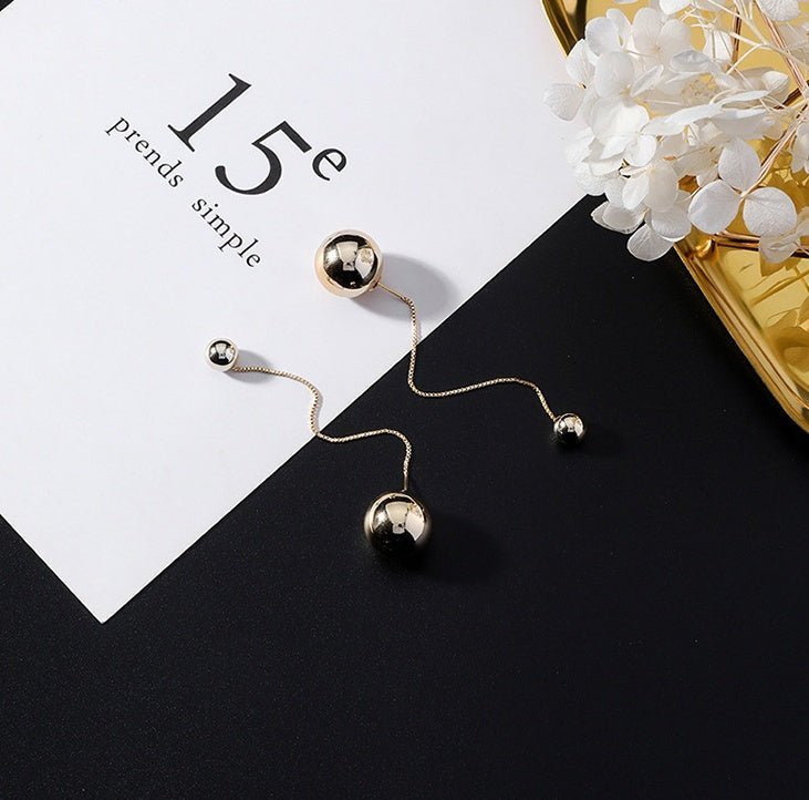 European and American popular personality exaggerated metal wind geometric earrings long tassel earrings gold earrings-Jewearrings