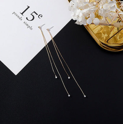 European and American popular personality exaggerated metal wind geometric earrings long tassel earrings gold earrings-Jewearrings