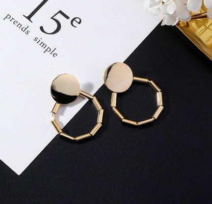 European and American popular personality exaggerated metal wind geometric earrings long tassel earrings gold earrings-Jewearrings