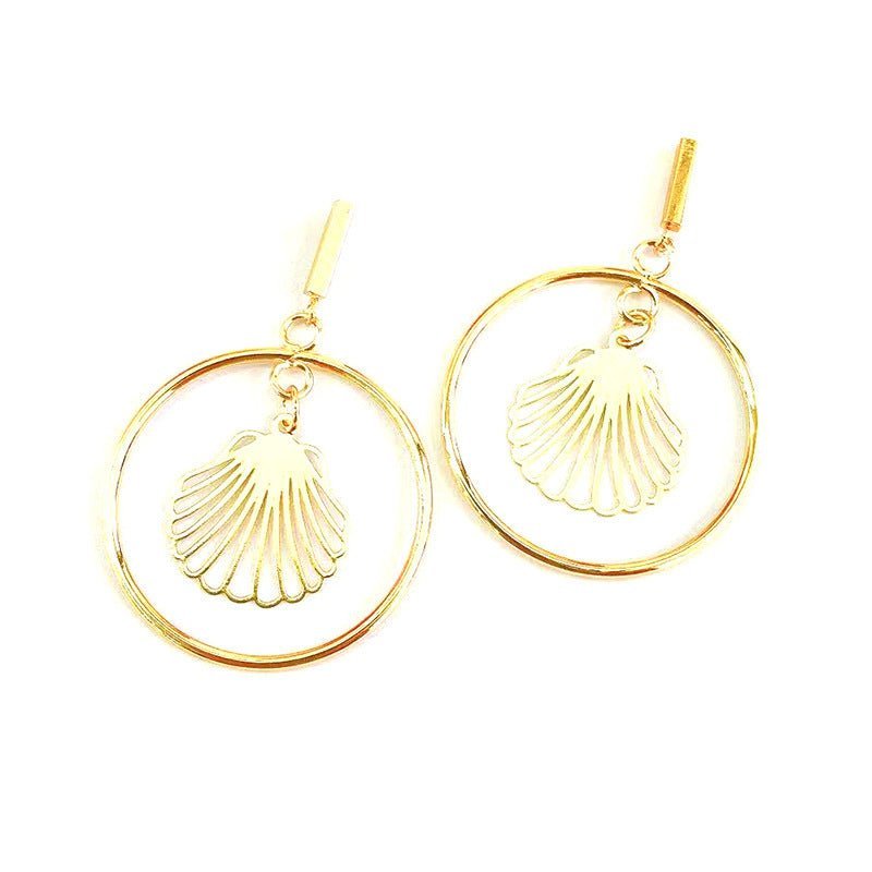 European And American Popular Shell Ginkgo Leaf Earrings-Jewearrings