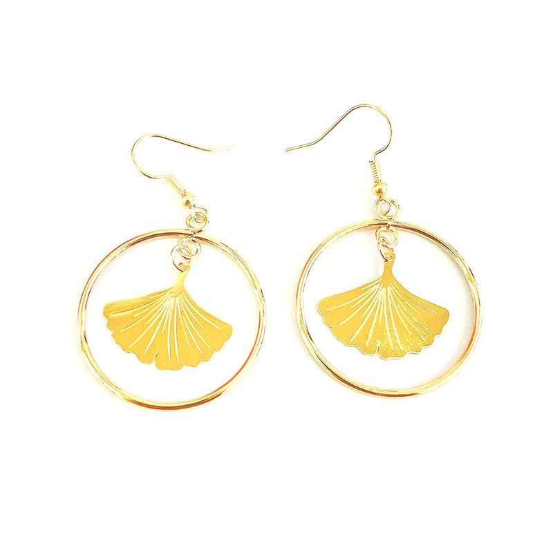 European And American Popular Shell Ginkgo Leaf Earrings-Jewearrings