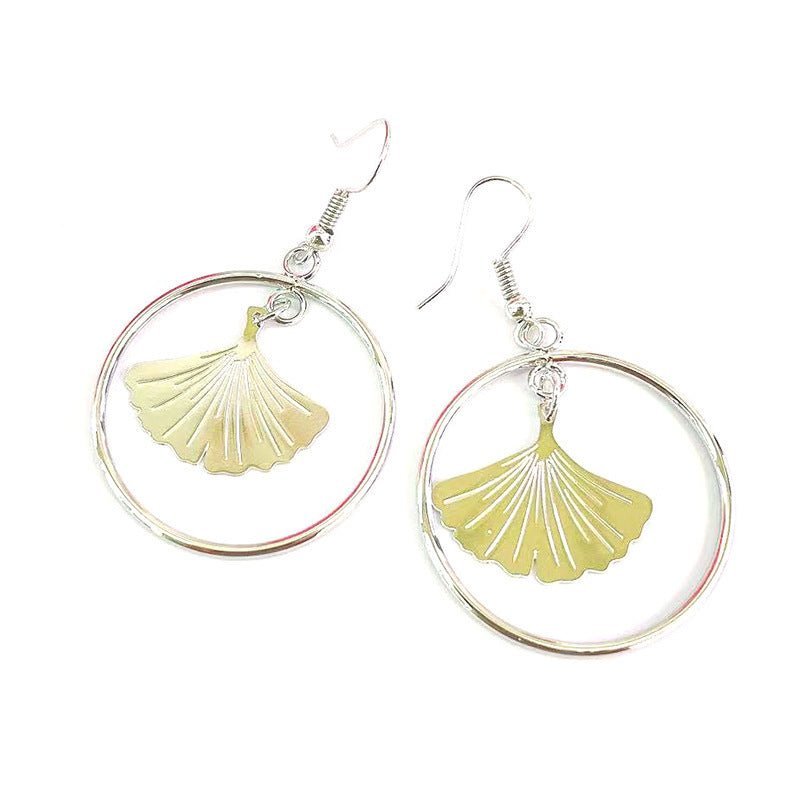 European And American Popular Shell Ginkgo Leaf Earrings-Jewearrings