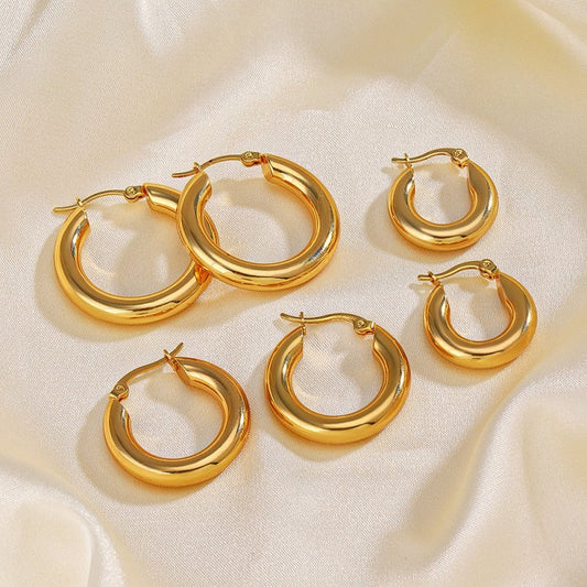 European And American Popular Simplicity Popular 18K Gold Plated Hoop Earrings Women-Jewearrings