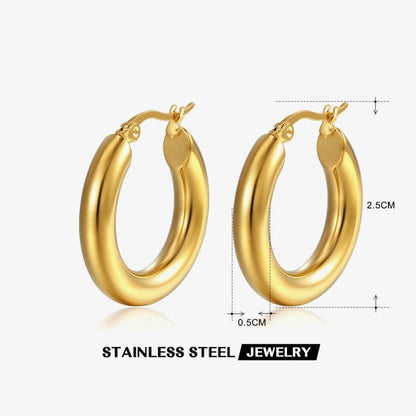 European And American Popular Simplicity Popular 18K Gold Plated Hoop Earrings Women-Jewearrings